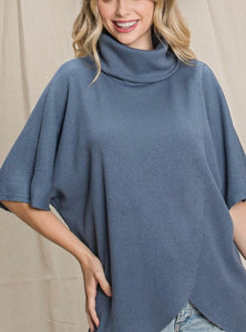 Soft Blue Mock turtleneck top