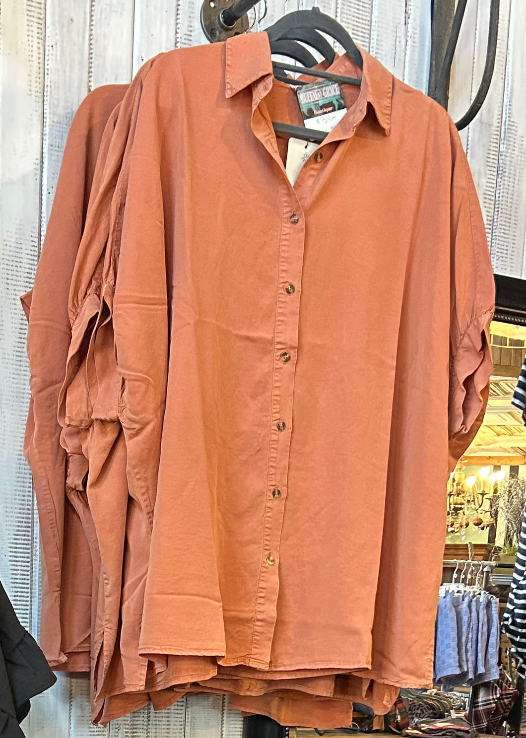 Top: Oversized Rusted orange top
