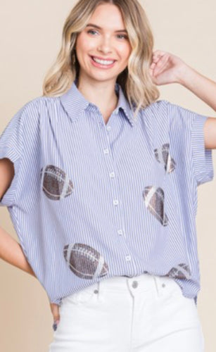 Top: Oversized Football button up