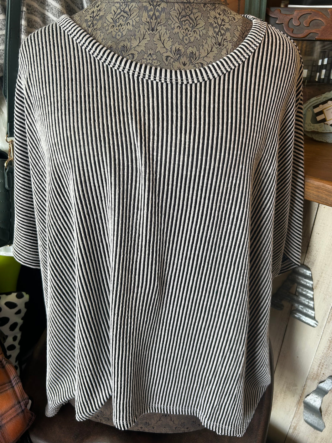 Soft and comfy black striped top