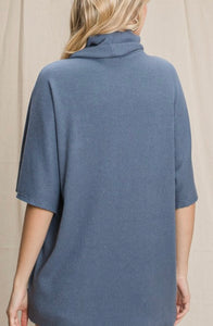 Soft Blue Mock turtleneck top