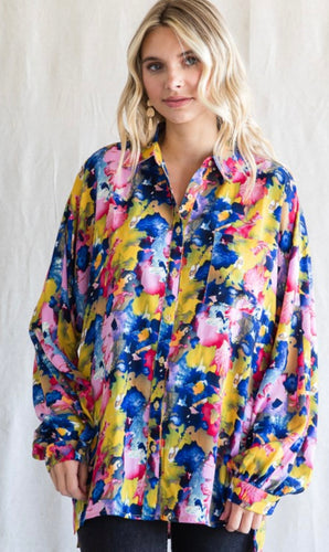 Top: Colorful Floral Button up