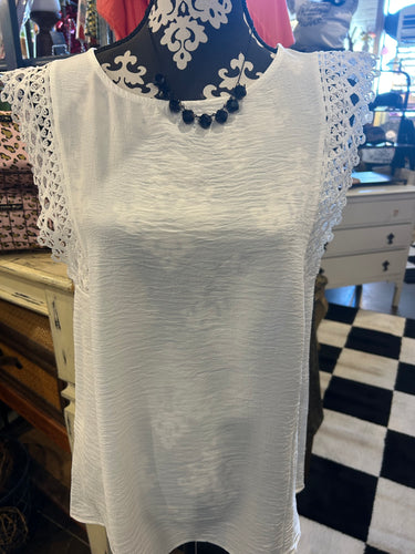 Top: White Sleeveless with lace