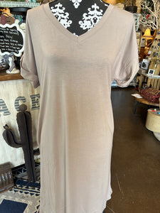 Final Sale Dress: Short Tan V-Neck