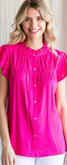 Top: Hot pink button up