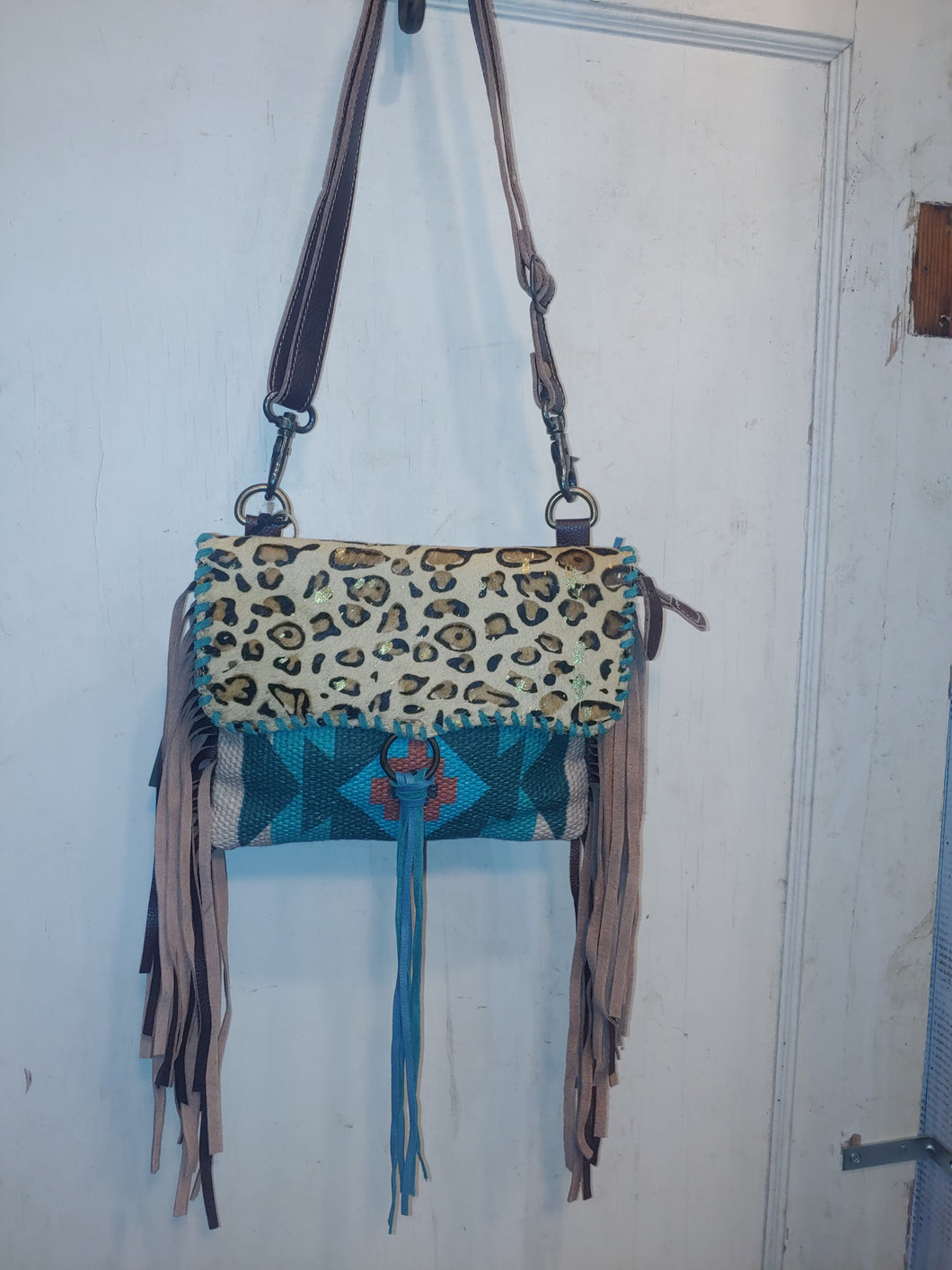 Myra Leopard cowhide Western bag